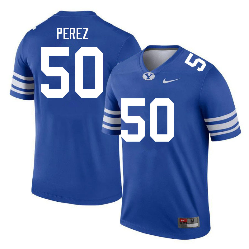 Men #50 Isaiah Perez BYU Cougars College Football Jerseys Sale-Royal - Click Image to Close